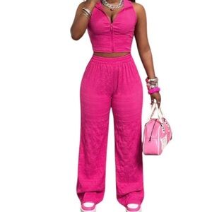 SHEIN Vibrant Pink Wide Leg Jumpsuit